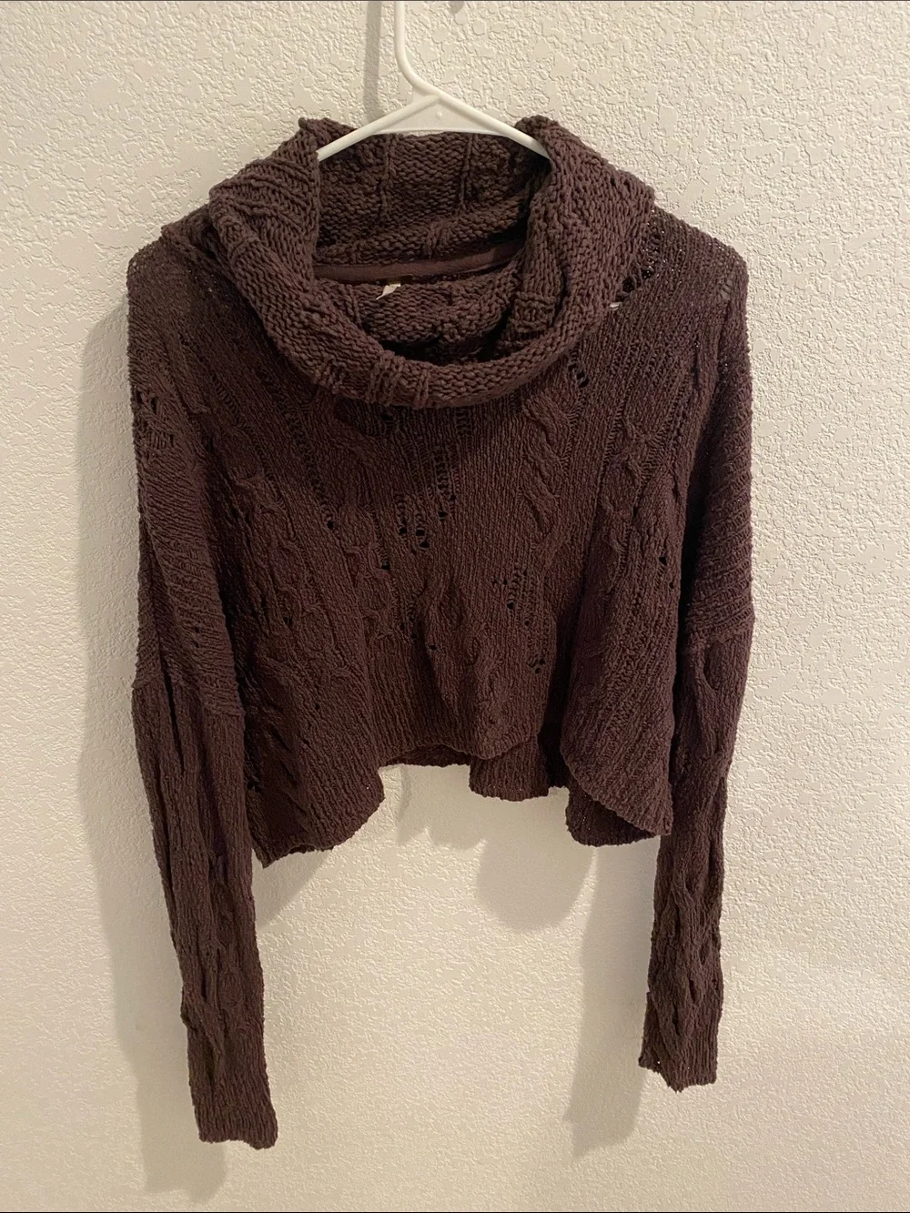 Free People Cropped Cowl Neck Sweater - Deep Brown